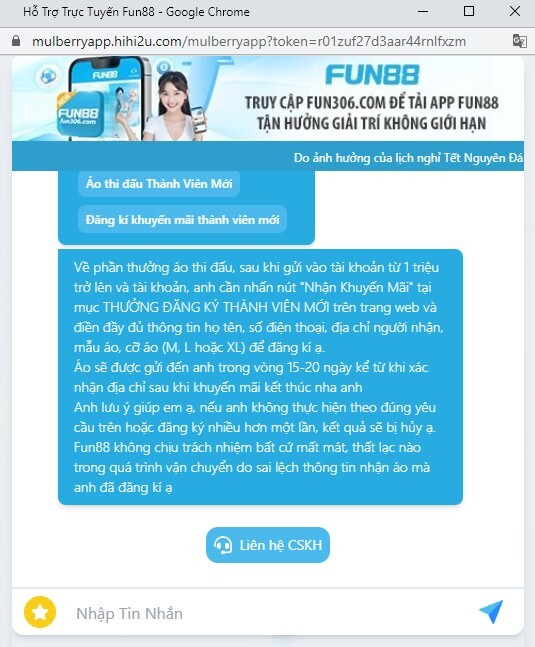 CSKH nhà cái FUN88