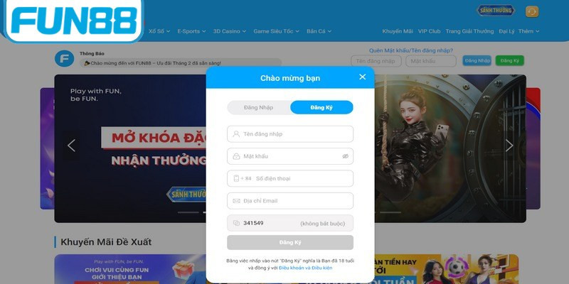 Quy trình đăng ký tài khoản FUN88 trên PC nhanh chóng 