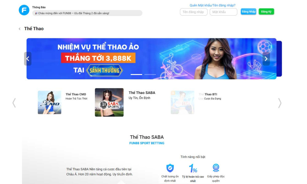 Sảnh thể thao FUN88